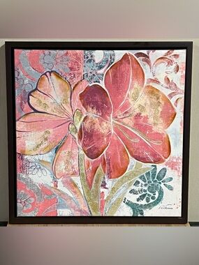 Framed Floral Canvas Art 19 3/4”x19 3/4”